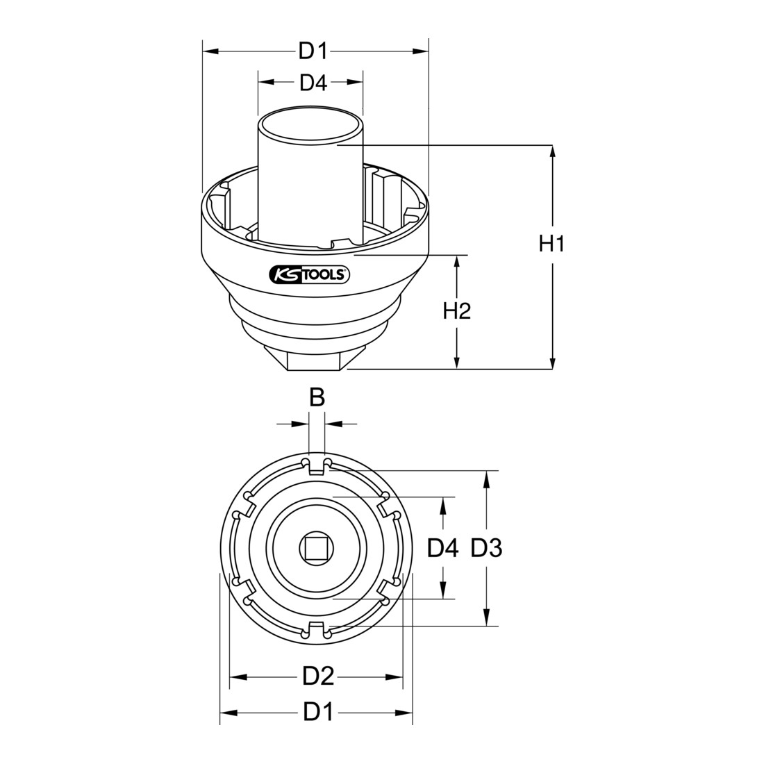 KS Tools 3/4" borgmoersleutel met geleidebuis, MAN TGA