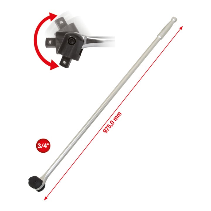 KS Tools 3/4" CHROMEplus Gelenk-Steckgriff, 1030mm