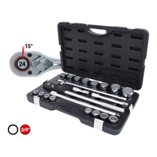 KS Tools 3/4" dopsleutelset, 21-delig 12-delig