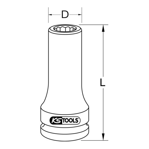 KS Tools 3/4 inch elektromof met meerdere tanden, lang, 19mm