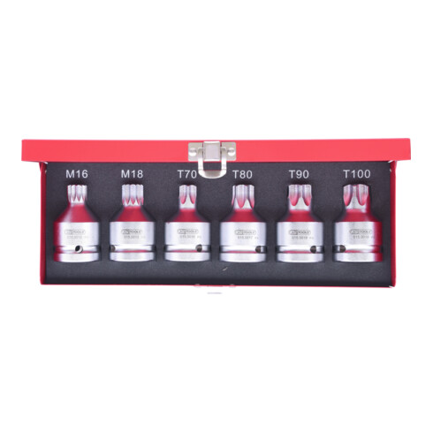 KS Tools 3/4" Jeu d'embouts à choc XZN+TX, avec perçage, 6 pcs.