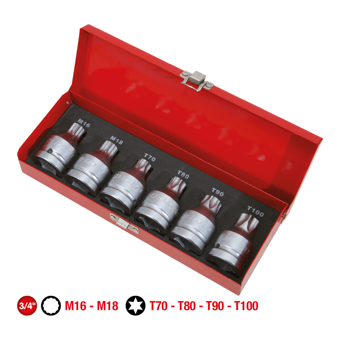 KS Tools 3/4" Jeu d'embouts à choc XZN+TX, avec perçage, 6 pcs.