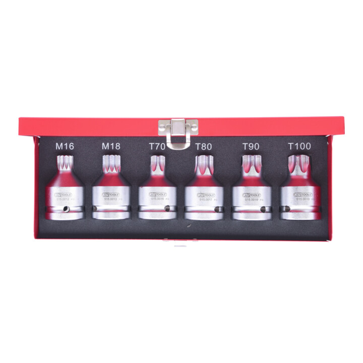 KS Tools 3/4" krachtdop bitset, 6 stuks, TX+Multi-tands, met gat