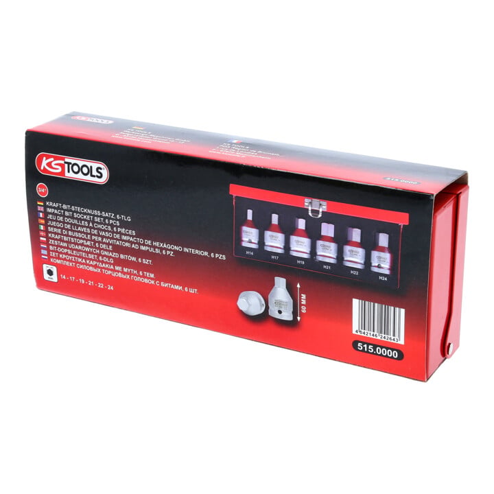 KS Tools 3/4" Kraft-Bit-Stecknuss-Satz, 6-tlg., 14-24mm