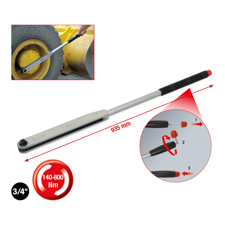 KS Tools 3/4" momentsleutel met korte slag, 140-800Nm