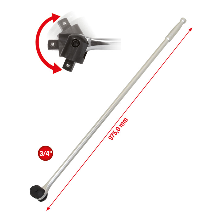 KS Tools 3/4" Poignée articulée longue CHROMEplus, 1030mm
