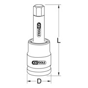 KS Tools 3/4" krachtdop bit zeskant Lang-3