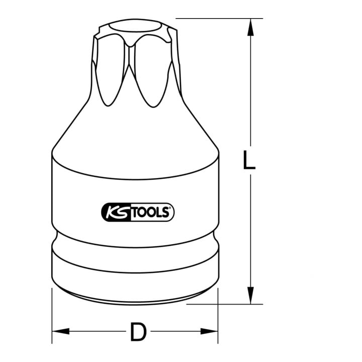 KS Tools 3/4" power bit socket TX met boring, kort, TB70