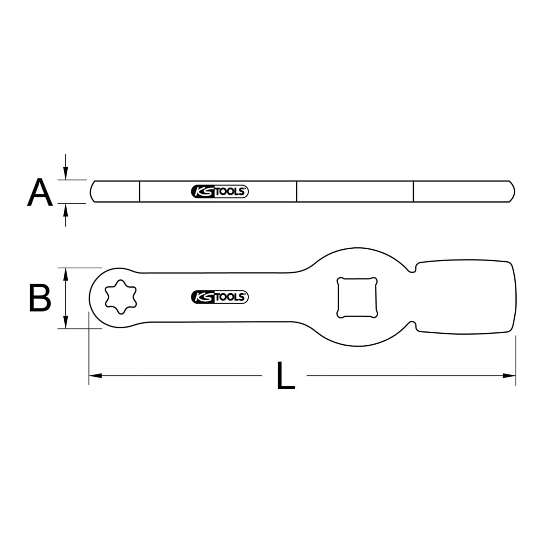 KS Tools 3/4" Schlag-TX-E-Schlüssel mit 2 Schlagflächen