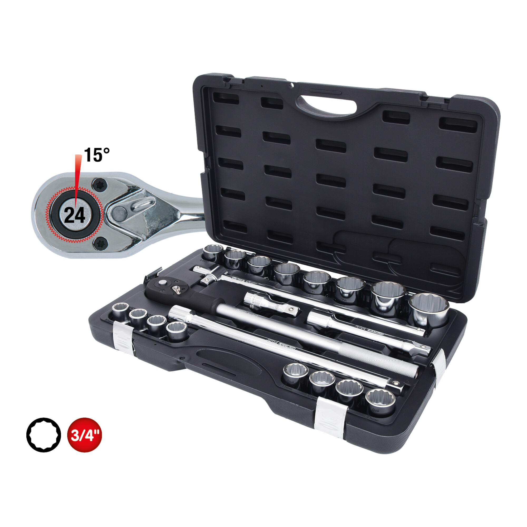 KS Tools Steckschlüssel-Satz 3/4 Zoll 21-tlg., 12-kant, 9110722