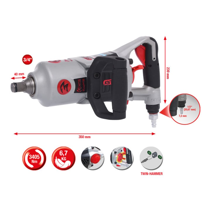KS Tools 3/4" superMONSTER Hochleistungs-Druckluft-Schlagschrauber 3405Nm