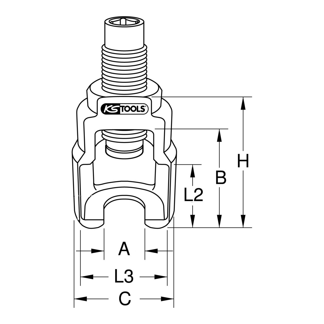 KS Tools 3/4" Vibro-Impact Universal-Kugelgelenk-Abzieher-Glocke 42 x 98 mm