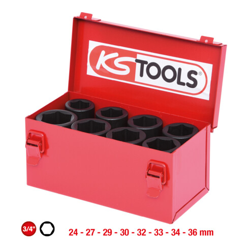 KS Tools 3/4" zeskant dopsleutelset, 8 stuks lang