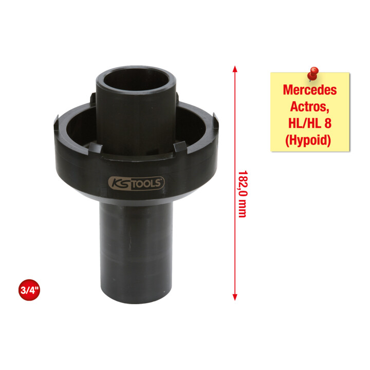 KS Tools 3/4 Zoll Nutmuttern-Schlüssel mit 6 Zapfen für Mercedes, 105-125 mm