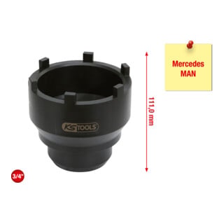 KS Tools 3/4 Zoll Nutmuttern-Schlüssel mit 6 Zapfen für Mercedes und MAN, 95-115 mm