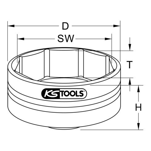 KS Tools 3/4 Zoll Radkapsel- und Achsmutternschlüssel 115x8-kant