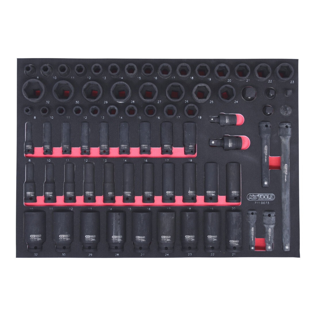 KS Tools 3/8"+1/2" SCS Module de clés à douille à choc, 73 pcs., modules système 1/1