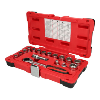 KS Tools 3/8"+1/2" TRIPLEplus dopsleutelset, 17-delig