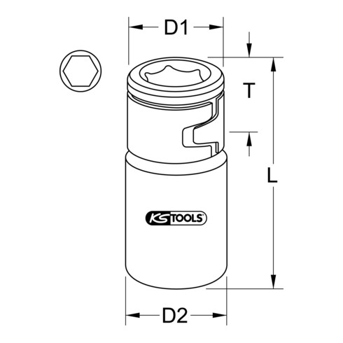 KS Tools 3/8" bit adapter aansluiting, voor bits 10mm