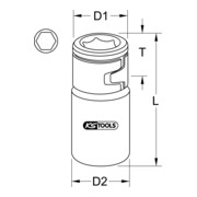 KS Tools 3/8" bit adapter aansluiting, voor bits 10mm-3