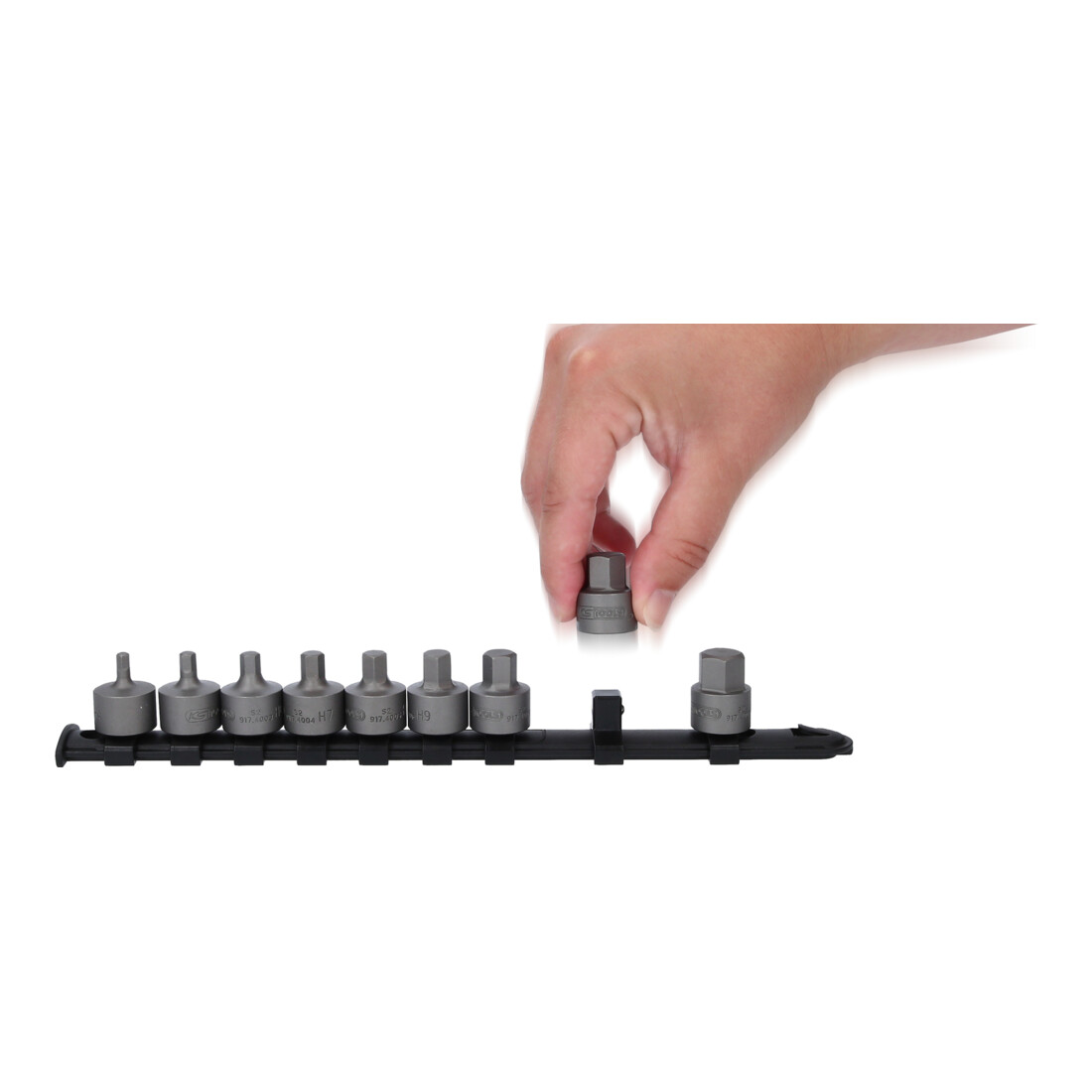 KS Tools 3/8" bit-dop inbus, kort, 9-dlg, 4 - 14 mm