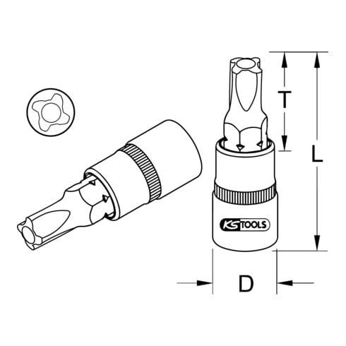 KS Tools 3/8" bit dopsleutel voor MTS MORTORq® schroeven, MTS0