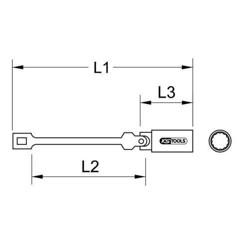 KS Tools 3/8" bougiedop met scharnier, lang