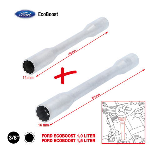 KS Tools 3/8"bougiedopset voor EcoBoost-motoren, 2-dlg