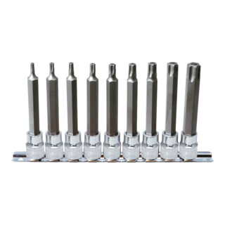 KS Tools 3/8" CHROMEplus bit doppenset TX, geboord, lang, 9-delig TB20-TB60
