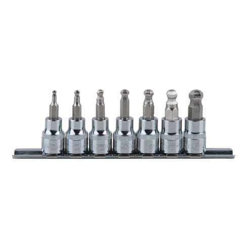 KS Tools 3/8" CHROMEplus bit dopsleutelset binnenzeskant, kogelkop, 7 stuks3-10mm