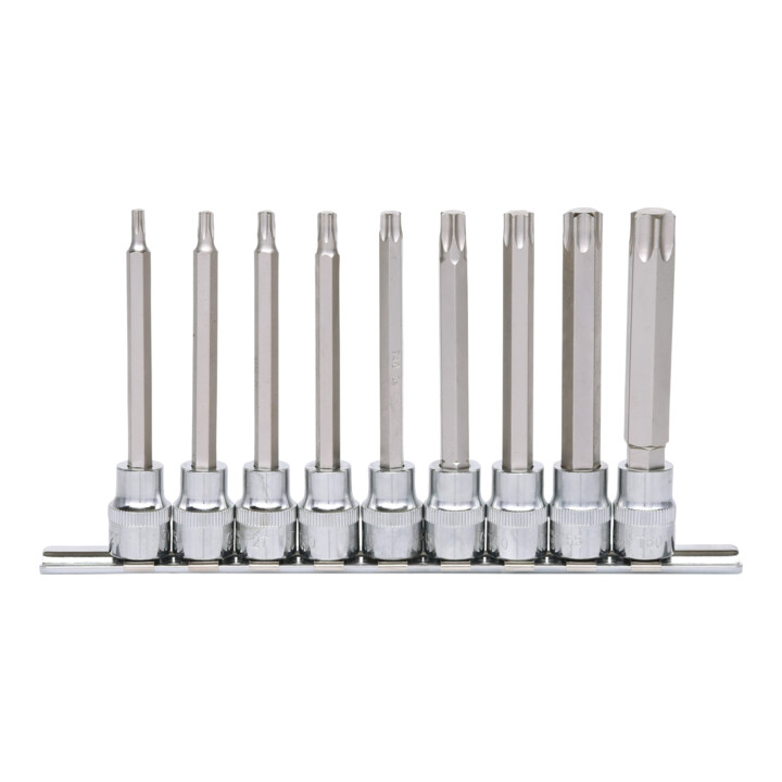 KS Tools 3/8" CHROMEplus bit dopsleutelset TX, lang, 9 delig T20-T60