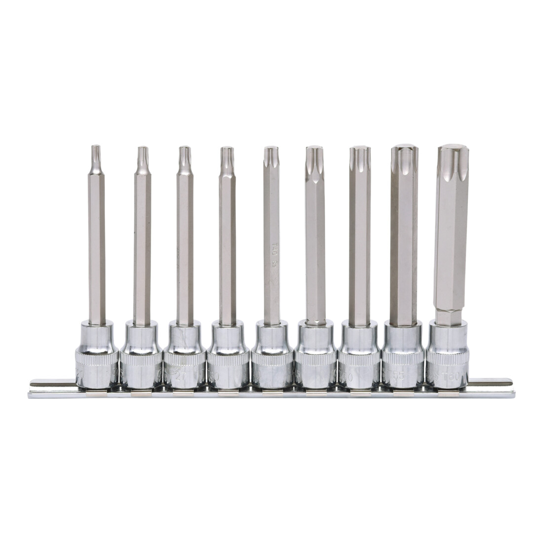 KS Tools 3/8" CHROMEplus bit dopsleutelset TX, lang, 9 delig T20-T60
