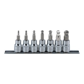 KS Tools 3/8" CHROMEplus Bit-Stecknuss-Satz Innen6kant, Kugelkopf, 7-teilig3-10mm