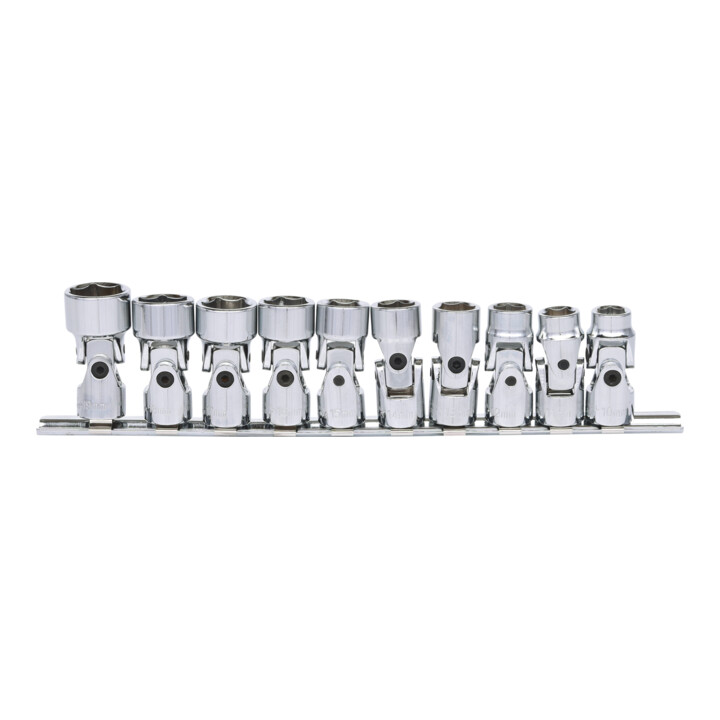KS Tools 3/8" CHROMEplus inbusschroefset met scharnier, 10-delig10-19mm