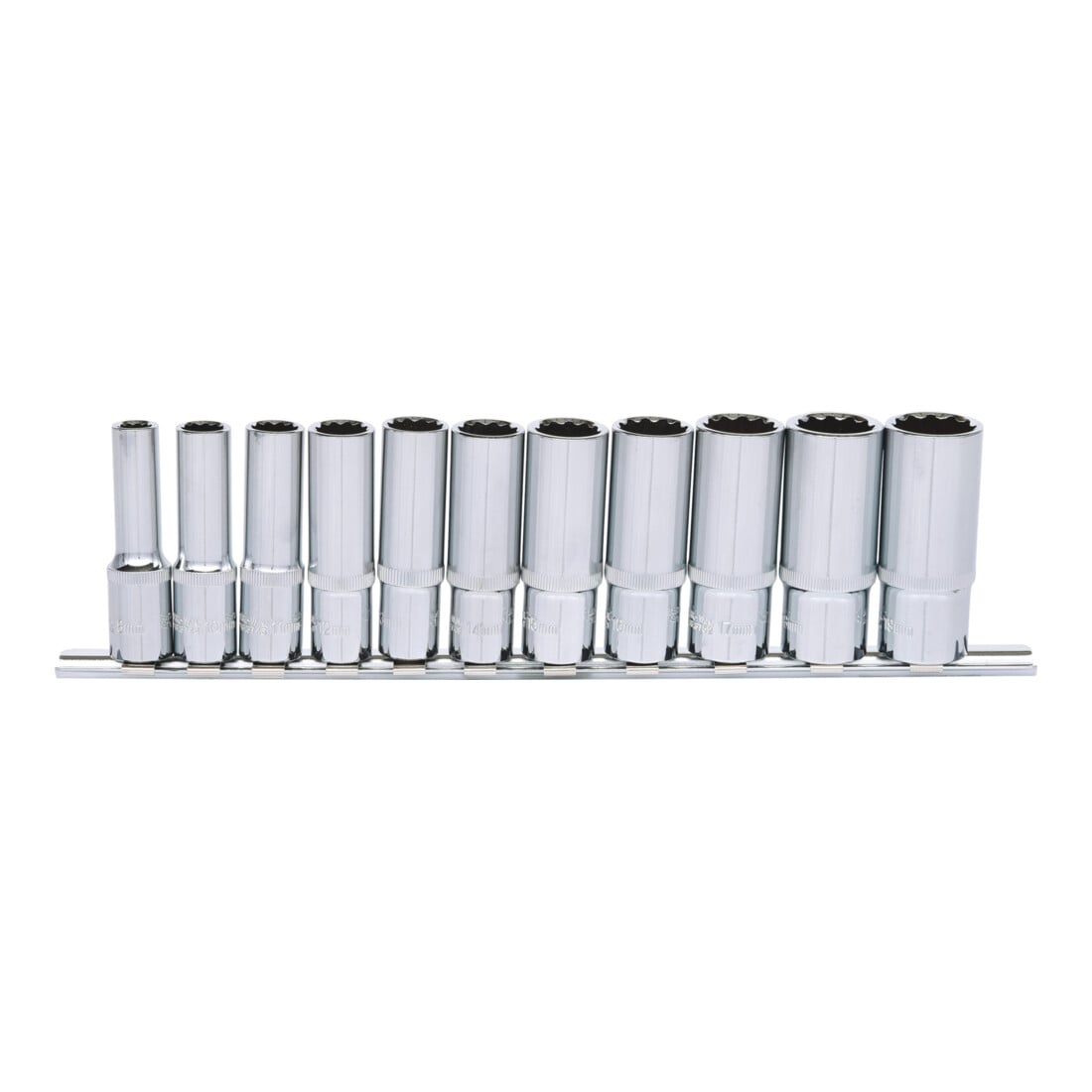 KS Tools 3/8" CHROMEplus Jeu de douilles 12 pans, longues, 11 pcs. 8-19 mm