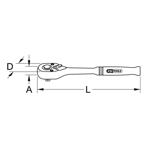 KS Tools 3/8" CHROMEplus omkeerbare ratel, 72 tanden, metalen handvat