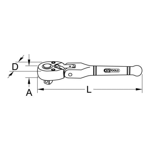 KS Tools 3/8" CHROMEplus scharnier omkeerbare ratel, 72 tanden