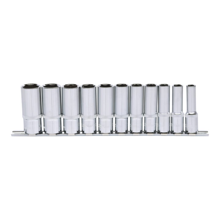 KS Tools 3/8" CHROMEplus Sechskant-Stecknuss-Satz, lang, 11-teilig 8-19mm