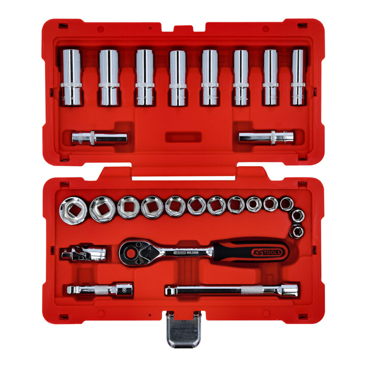 KS Tools 3/8" CHROMEplus Steckschlüssel-Satz, 27-tlg.