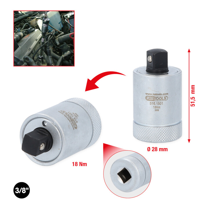 KS Tools 3/8" Drehmomentbegrenzer für Zündkerzen, 18Nm
