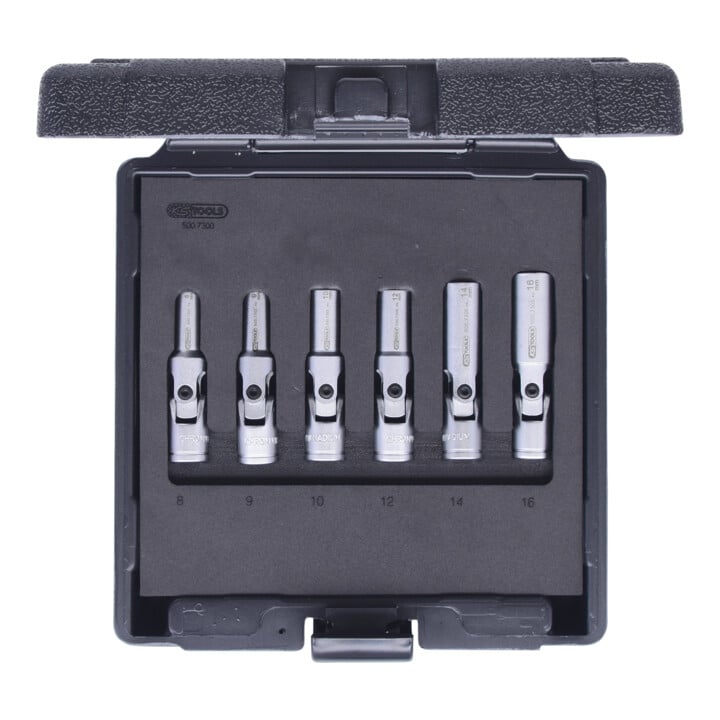 KS Tools 3/8" Jeu de douilles articulées pour bougies, courts, 6 pcs.