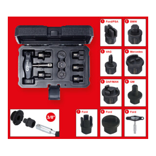 KS Tools 3/8" Öldienst-Spezialprofil-Satz für Kunststoff-Ölablassschrauben, 9-tlg