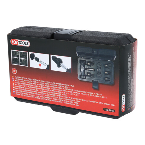 KS Tools 3/8" Öldienst-Spezialprofil-Satz für Kunststoff-Ölablassschrauben, 9-tlg