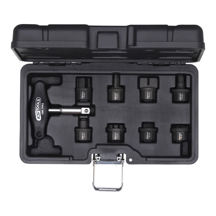 KS Tools 3/8" Öldienst-Spezialprofil-Satz für Kunststoff-Ölablassschrauben, 9-tlg