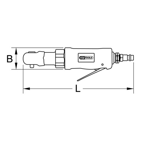 KS Tools 3/8" SlimPOWER Mini-Druckluft-Umschaltratsche 30Nm