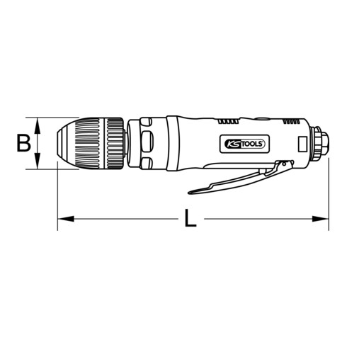 KS Tools 3/8" SlimPOWER mini-perceuse à tige à air comprimé, 7 000 tr/min