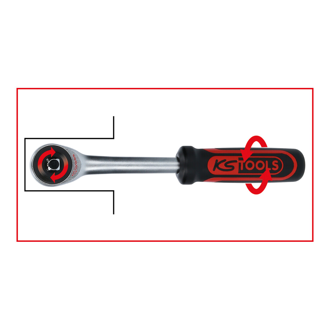KS Tools 3/8 Zoll Rotations-Umschaltknarre mit Drehgriff, 60 Zahn