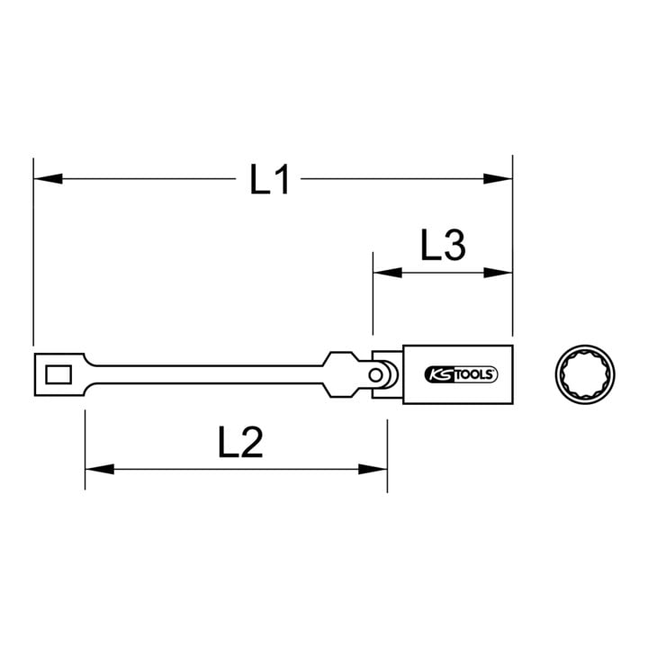 KS Tools 3/8" Zündkerzen-Stecknuss mit Gelenk, lang, 21mm