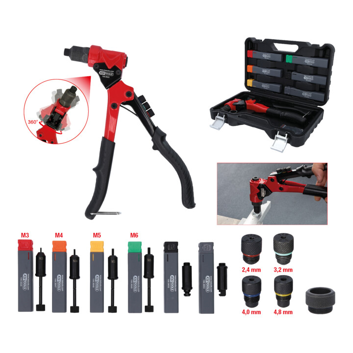 KS Tools 3-in-1 handblindklinktangset, draaibaar, 12-dlg
