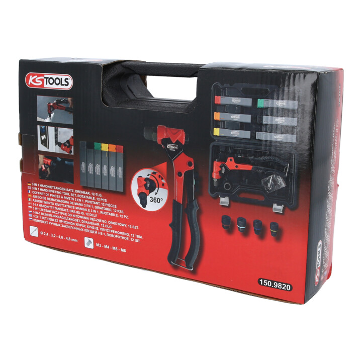 KS Tools 3-in-1 handblindklinktangset, draaibaar, 12-dlg